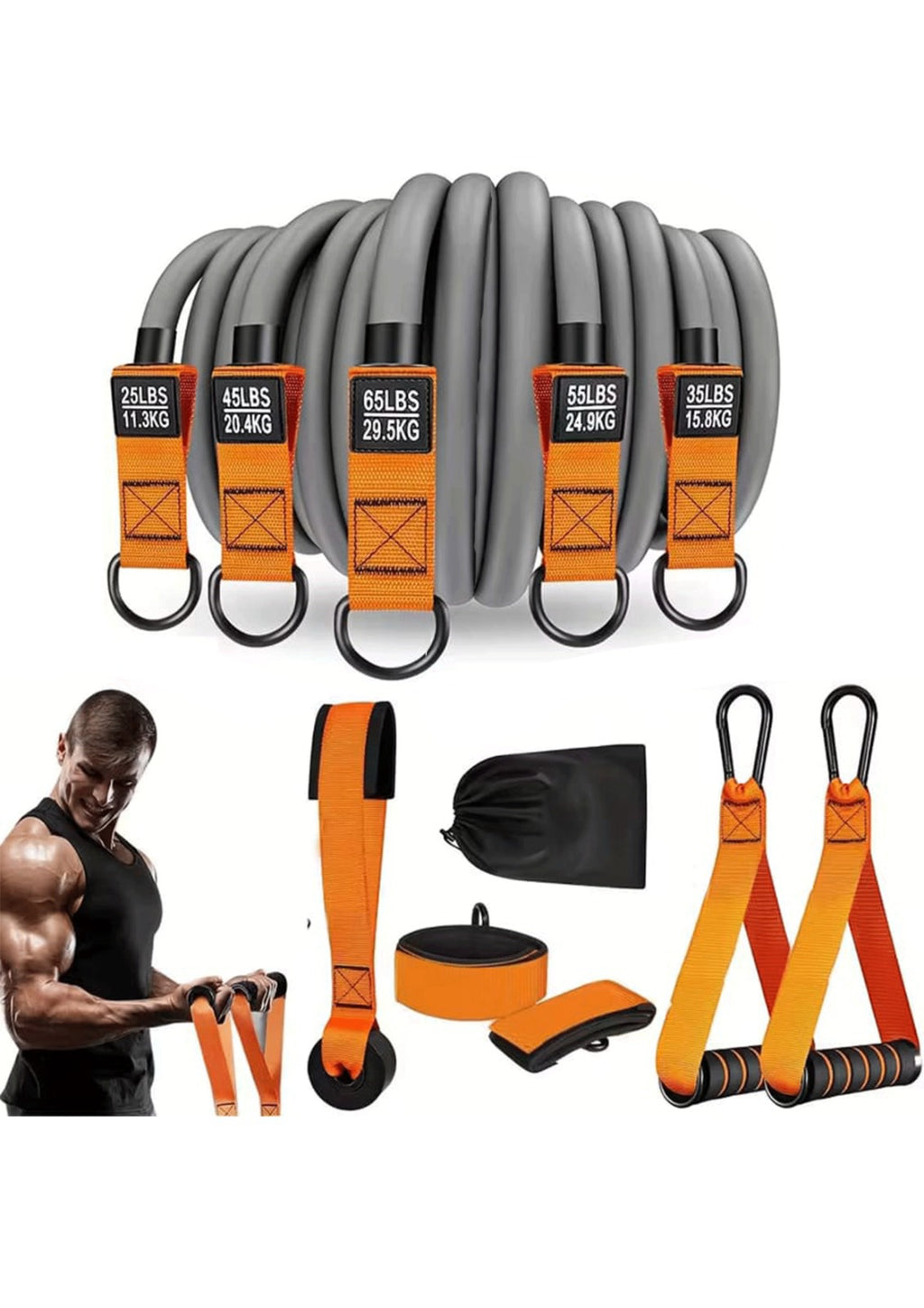 Resistance Bands Set – 5 Levels - Baba Saleh Sports Egypt | بابا صالح للأدوات الرياضية