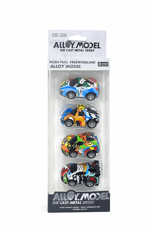 4-Piece Colorful Racing Cars Set - Baba Saleh Sports Egypt | بابا صالح للأدوات الرياضية