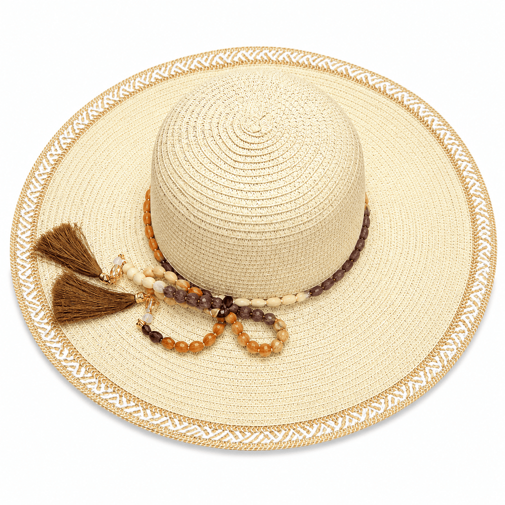 Women’s Beach Sun Hat with Beads - Baba Saleh Sports Egypt | بابا صالح للأدوات الرياضية