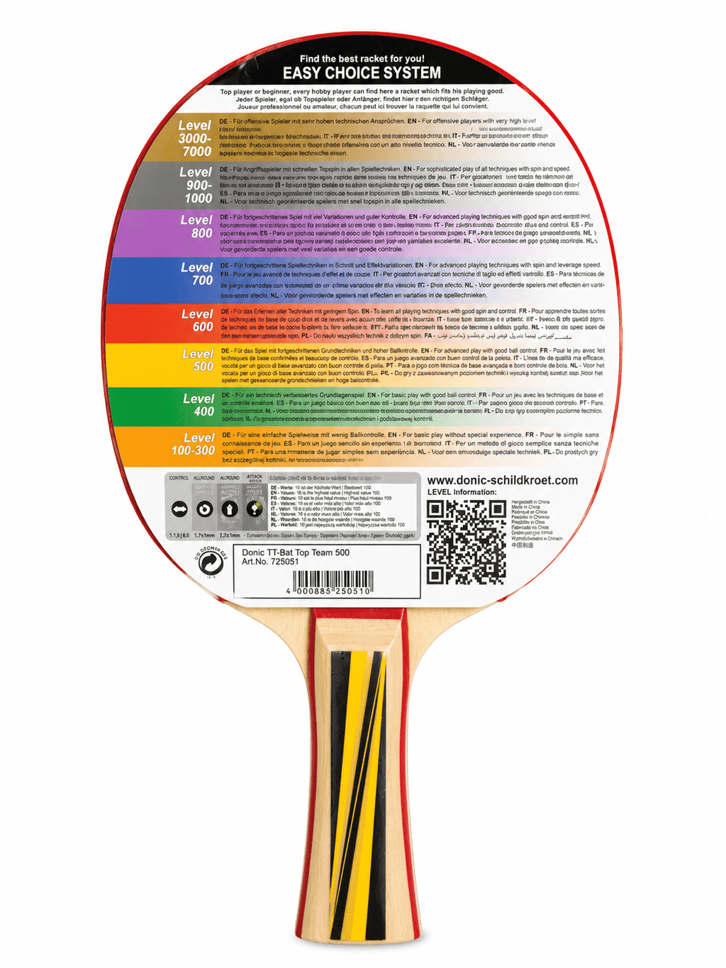 Donic  500 Table Tennis Racket - Baba Saleh Sports Egypt | بابا صالح للأدوات الرياضية