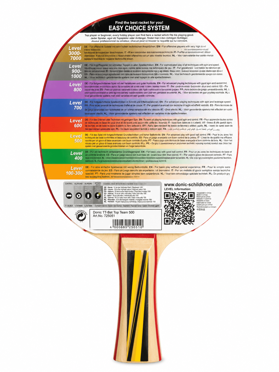 Donic  500 Table Tennis Racket - Baba Saleh Sports Egypt | بابا صالح للأدوات الرياضية