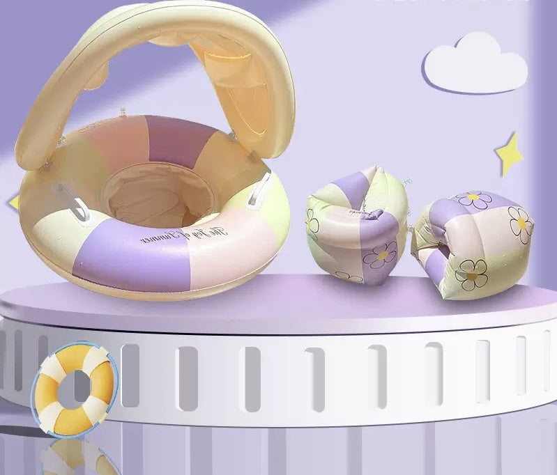 Striped Baby Float with Canopy - Baba Saleh Sports Egypt | بابا صالح للأدوات الرياضية