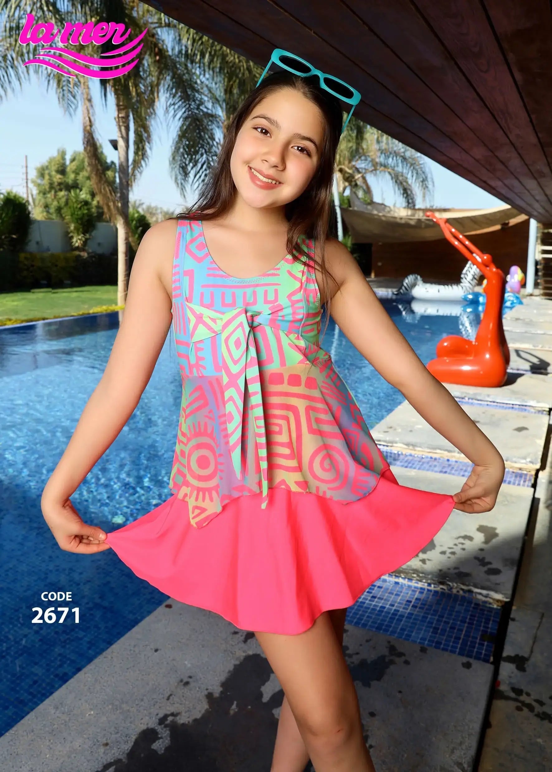 LAMER Girls Swimsuit Strap & Skirt - Baba Saleh Sports Egypt | بابا صالح للأدوات الرياضية