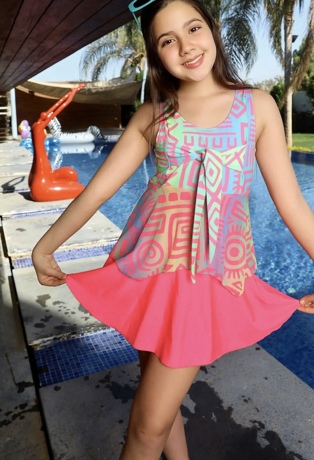 LAMER Girls Swimsuit Strap & Skirt - Baba Saleh Sports Egypt | بابا صالح للأدوات الرياضية
