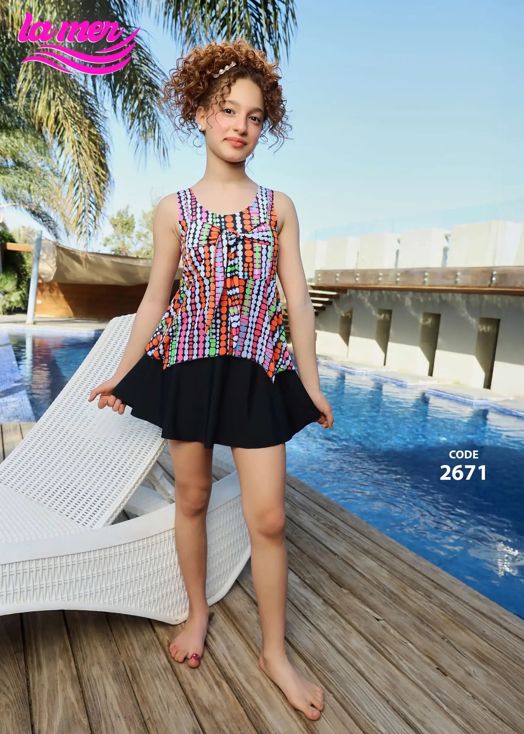 LAMER Girls Swimsuit Strap & Skirt - Baba Saleh Sports Egypt | بابا صالح للأدوات الرياضية