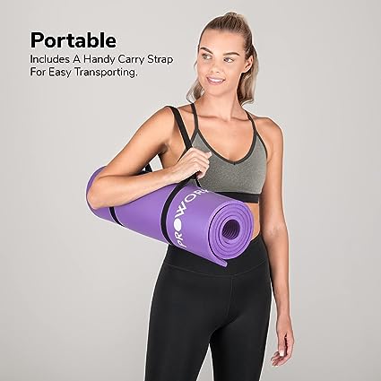 Proworks Yoga Mat, Eco Friendly NBR, Non-Slip Exercise Mat with Carry Strap  for Yoga, Pilates, and Gymnastics